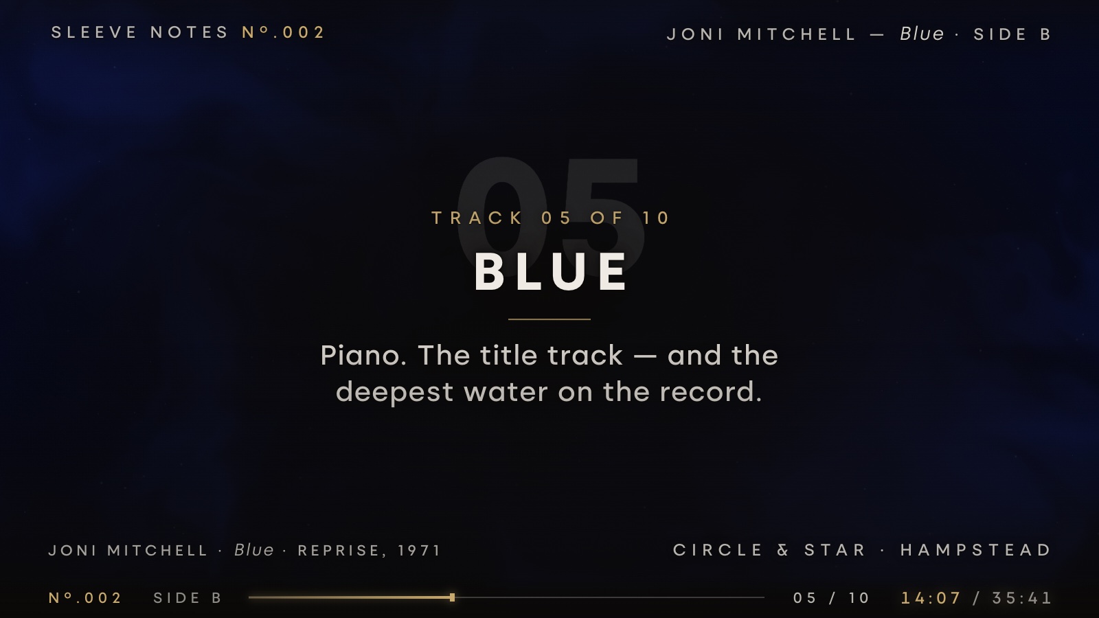 Blue — the screen in the room